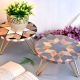 Brown and Grey Modern Flower Wood and Resin Cake Stand for Dessert, Fruit and Planter